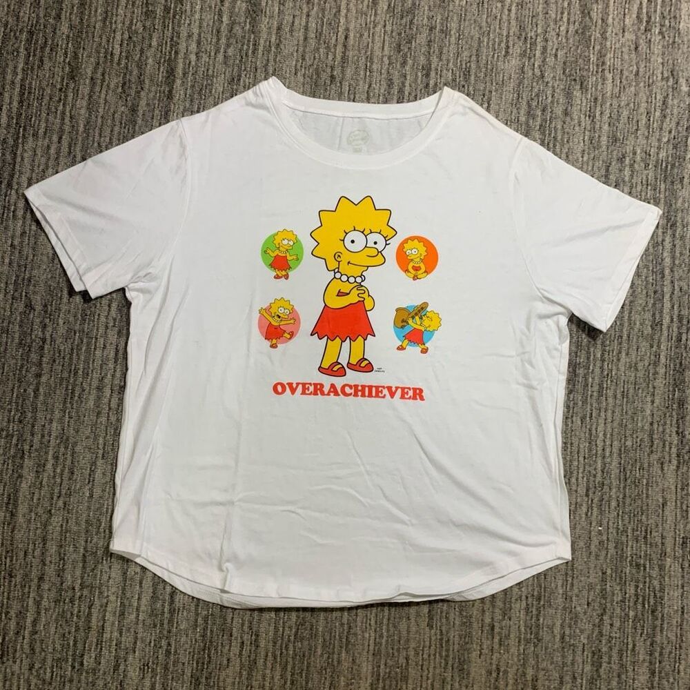 The Simpsons Women's 2X Plus Lisa Simpson Over Achiever Short Sleeve T-Shirt Top